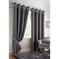 Luxury Living Palace Diamante Ring Top Blackout Curtains in Silver | Size: 117 cm width x 137 cm drop