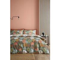 Fusion 'Yasmin' Abstract Floral Easycare Duvet Cover Set in Green | Size: Double