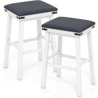 Set of 2 Bar Stools 76cm PU Leather Padded Counter Height Backless Chair