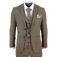 Paul Andrew Men's Ralph 3 Piece Suit Tweed Check Vintage in Brown | Size: 38R