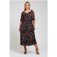 Yours Women's Printed Maxi Dress in Black | Size: 20