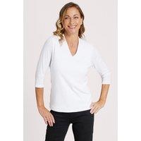 Penny Plain Women's Sage Hi Back V-Neck Top in White | Size: 22-24