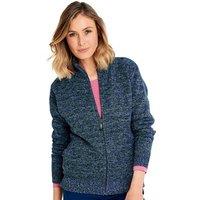 Amber Women's Knitted Fleece Lined Zip Cardigan in Blue | Size: 10