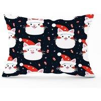 Warren Reed - Designer Cute Cats Wearing Santa Claus Hats Cushions in Red | Size: 33 cm x 48 cm