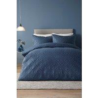 Serene 'Cavali' Pinsonic Microfibre Duvet Cover Set in Dark Blue | Size: Single