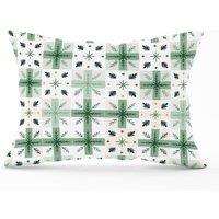 Warren Reed - Designer Christmas Quilting Squares Cushions in Green | Size: 33 cm x 48 cm