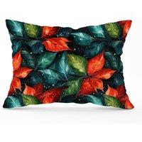 Warren Reed - Designer Christmas Watercolour Holly Leaf Cushions in Red | Size: 33 cm x 48 cm