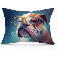 Warren Reed - Designer Bulldog Splashart Cushions in Brown | Size: 33 cm x 48 cm