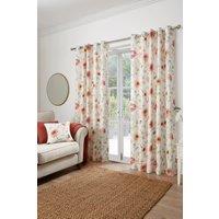 Dreams & Drapes 'Nadia' 100% Cotton Watercolour Floral Print Pair of Eyelet Curtains in Red | Size: 168 cm width x 137 cm drop
