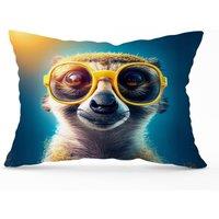 Warren Reed - Designer Meerkat Splashart Cushions in Yellow | Size: 33 cm x 48 cm