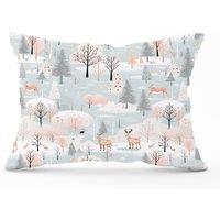 Warren Reed - Designer Whimsical Christmas Winter Wonderland Cushions in Blue | Size: 33 cm x 48 cm