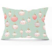 Warren Reed - Designer Christmas Decorations Pink & Green Cushions | Size: 33 cm x 48 cm