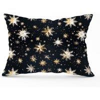 Warren Reed - Designer Silver Gold Snowflake Pattern Cushions in Blue | Size: 33 cm x 48 cm