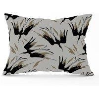 Warren Reed - Designer Black & Gold Fire Bird Silhouettes Cushions in Grey | Size: 33 cm x 48 cm