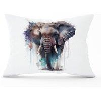Warren Reed - Designer Elephant Splashart Cushions in Yellow | Size: 33 cm x 48 cm