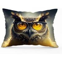 Warren Reed - Designer Owl Splashart Cushions in Yellow | Size: 33 cm x 48 cm