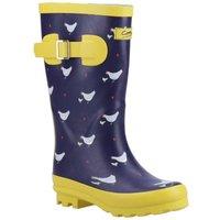 Cotswold 'Farmyard Junior' Wellingtons in Blue | Size: 3