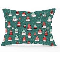 Warren Reed - Designer Hand Drawn Joyful Santa Hats Cushions in Green | Size: 33 cm x 48 cm