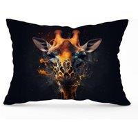 Warren Reed - Designer Golden Giraffe Face Splashart Cushions in Yellow | Size: 33 cm x 48 cm