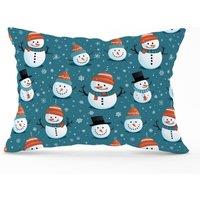Warren Reed - Designer Jolly Christmas Snowmen Cushions in Blue | Size: 33 cm x 48 cm