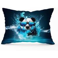 Warren Reed - Designer Panda Splashart Water Cushions in Blue | Size: 33 cm x 48 cm