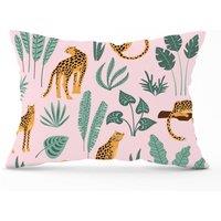 Warren Reed - Designer Hand Drawn Leopards Cushions in Pink | Size: 33 cm x 48 cm