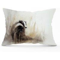 Warren Reed - Designer Badger Watercolour Cushions in Brown | Size: 33 cm x 48 cm