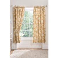 Dreams & Drapes 'Mishka' Fully Lined Pair of Pencil Pleat Curtains With Tie-Backs in Gold | Size: 168 cm width x 183 cm drop