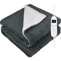DMD Collective Heated Electric Blanket Throw Fleece Sherpa 9 Heat & Timer Settings 120x160cm Machine Washable in Dark Grey | Size: 120 cm x 150 cm