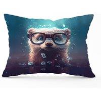 Warren Reed - Designer Ferret Splashart Water Cushions in Blue | Size: 33 cm x 48 cm