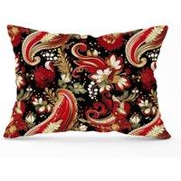 Warren Reed - Designer Paisley Christmas Stars Red Cushions | Size: 33 cm x 48 cm