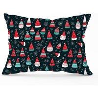 Warren Reed - Designer Hand Drawn Cheerful Santa Hats Cushions in Red | Size: 33 cm x 48 cm