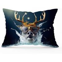 Warren Reed - Designer Stag Splashart Cushions in Grey | Size: 33 cm x 48 cm