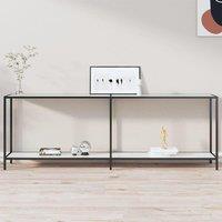 Console Table White 220x35x75.5 cm Tempered Glass