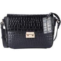 Ashwood Leather Women's 'Elegance' Croc Embossed Leather Cross Body Bag in Black