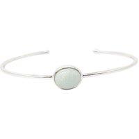 Harfi Women's March Birthstone Aquamarine Minimalist Silver Bangle in Gold