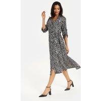 Liquorish Women's Leopard Print Button Through Midi Shirt Dress in Black | Size: 14