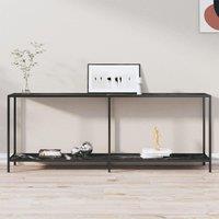 Berkfield Home Console Table Black 200x35x75.5 cm Tempered Glass