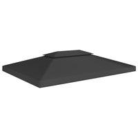 2-Tier Gazebo Top Cover 310 g/m 4x3 m Black