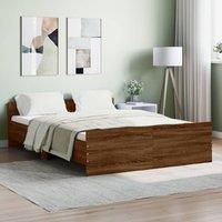 Berkfield Home Bed Frame with Headboard & Footboard Brown Oak 135x190 cm Double