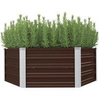 Berkfield Home Raised Garden Bed Brown 129x129x46 cm Galvanised Steel | Size: 129 x 129 x 46 cm