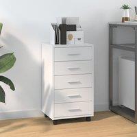Berkfield Home Drawer Cabinet with Castors High Gloss White Engineered Wood