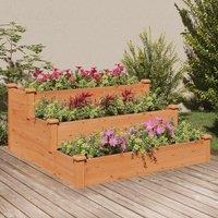 Berkfield Home Garden Raised Bed Brown 120x120x56 cm Solid Wood Fir | Size: 120 x 120 x 56 cm