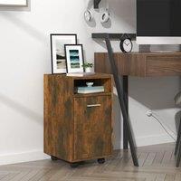 Berkfield Home Side Cabinet with Wheels Smoked Oak 33x38x60 cm Engineered Wood in Brown | Size: 33 x 38 x 60 cm