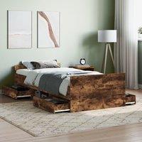Berkfield Home Bed Frame with Headboard & Footboard Smoked Oak 90x200 cm in Brown