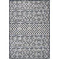 Berkfield Home Outdoor Flatweave Rug 160x230 cm Blue Stripes | Size: 100 cm diameter
