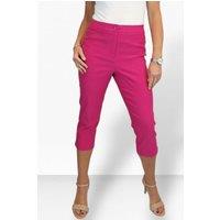 Paulo Due Women's Slim Fit Stretch Cropped Trousers in Fuchsia | Size: 18