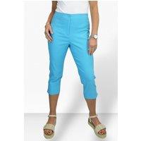 Paulo Due Women's Slim Fit Stretch Cropped Trousers in Turquoise | Size: 18
