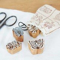 Paper High Four Animal Design Wooden Printing Blocks in Natural