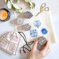 Paper High Four Assorted Design Wooden Printing Blocks in Natural
